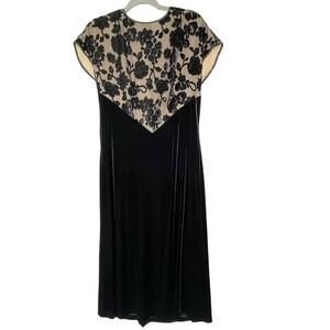 Vintage Jeffrey & Dara Dress Womens  L Illusion Lace Bodice Velvet Midi/Maxi